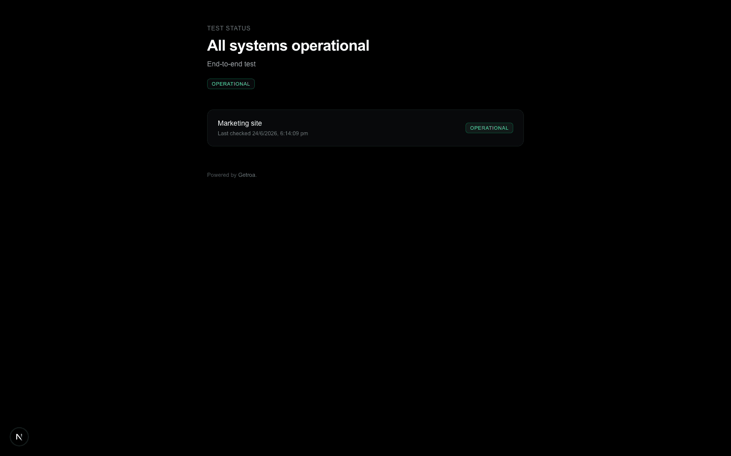 Status page screenshot